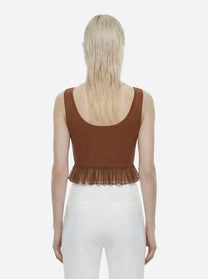 Top in maglia marrone a jour