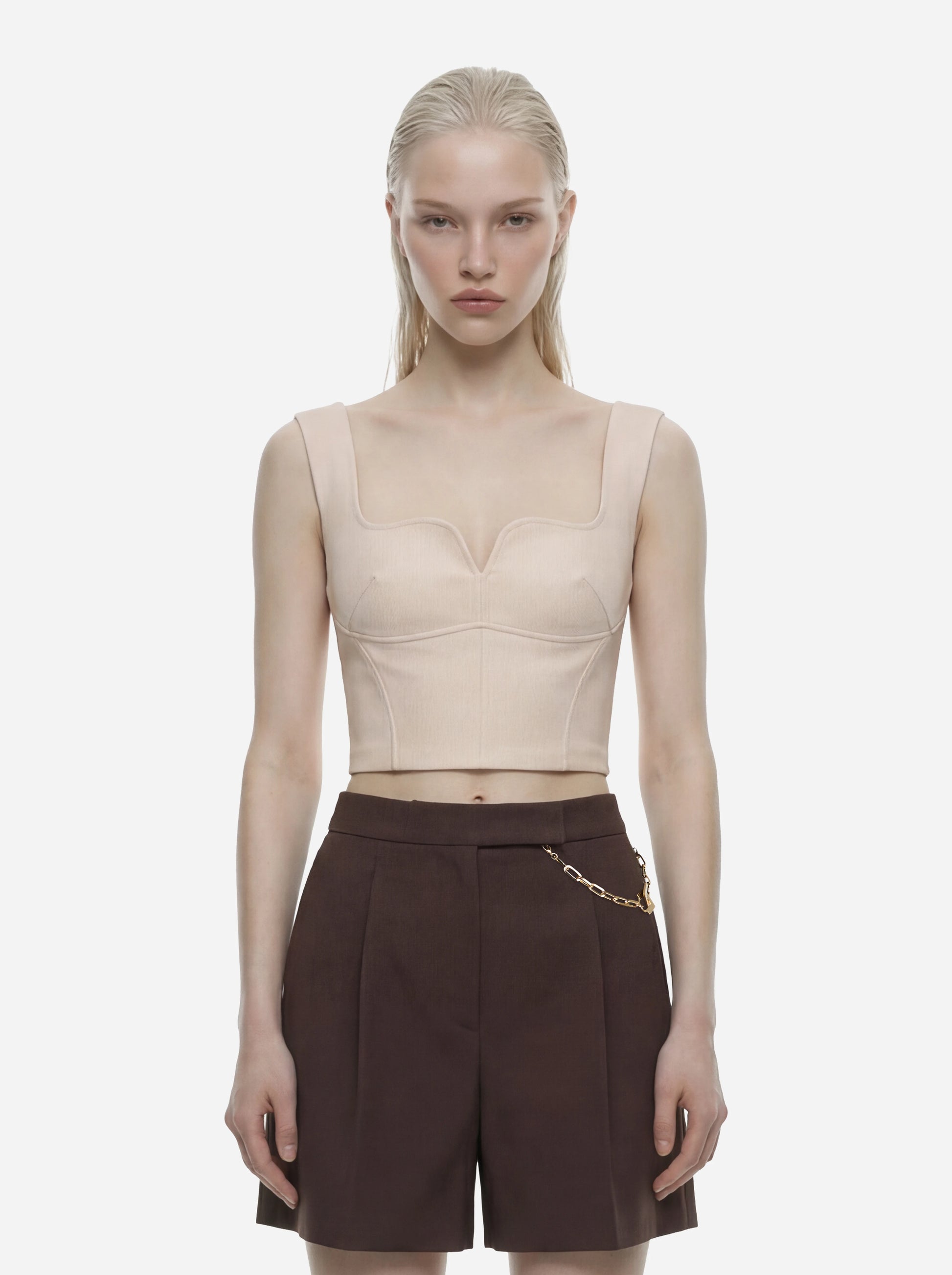 Top in doppio crepe stretch bianco