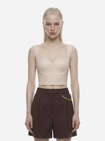 Top in doppio crepe stretch bianco