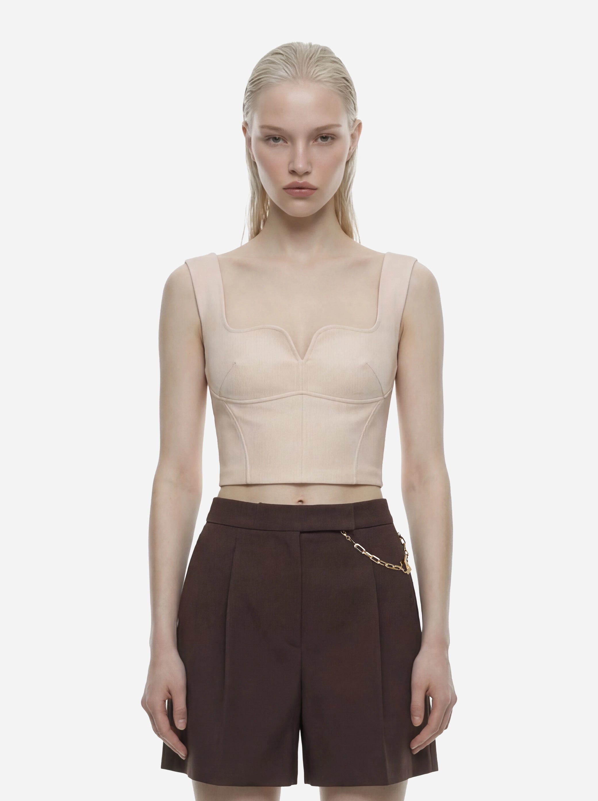 Top in doppio crepe stretch bianco