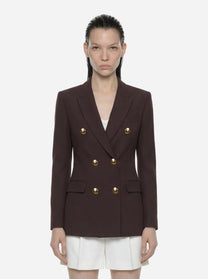 Blazer marrone doppiopetto in gabardina