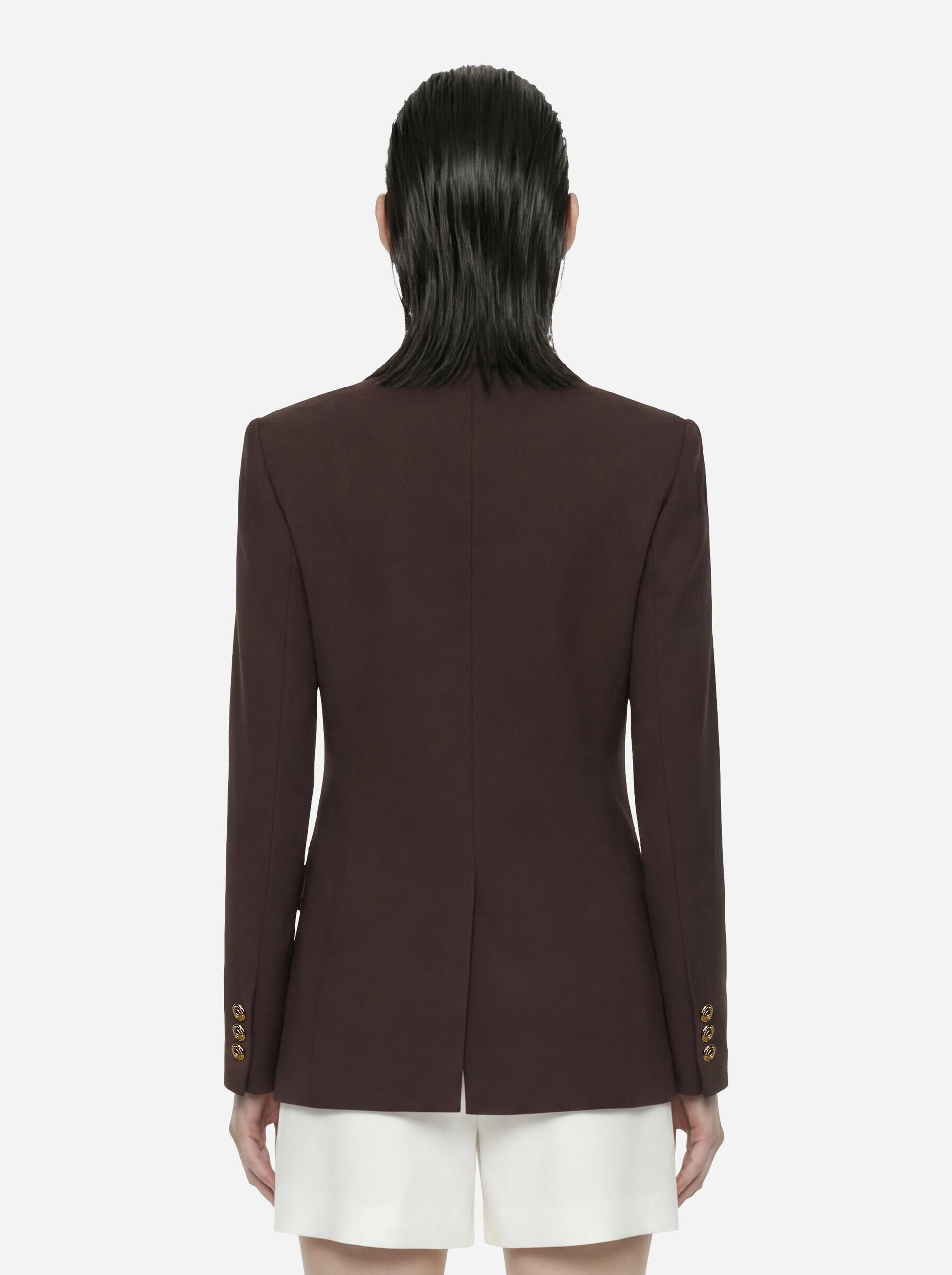 Blazer marrone doppiopetto in gabardina