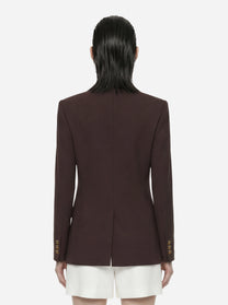 Blazer marrone doppiopetto in gabardina