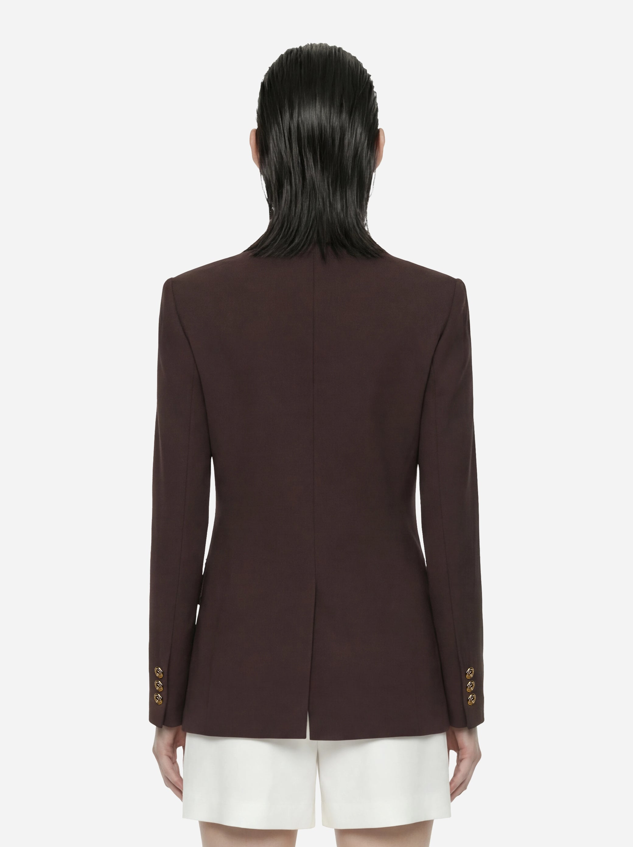Blazer marrone doppiopetto in gabardina