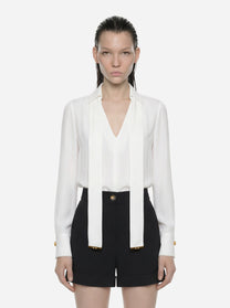 Camicia bianca in georgette di viscosa con fusciacca