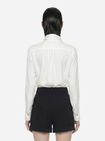 Camicia bianca in georgette di viscosa con fusciacca