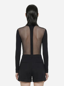 Maglia in jersey crepe e tulle nera