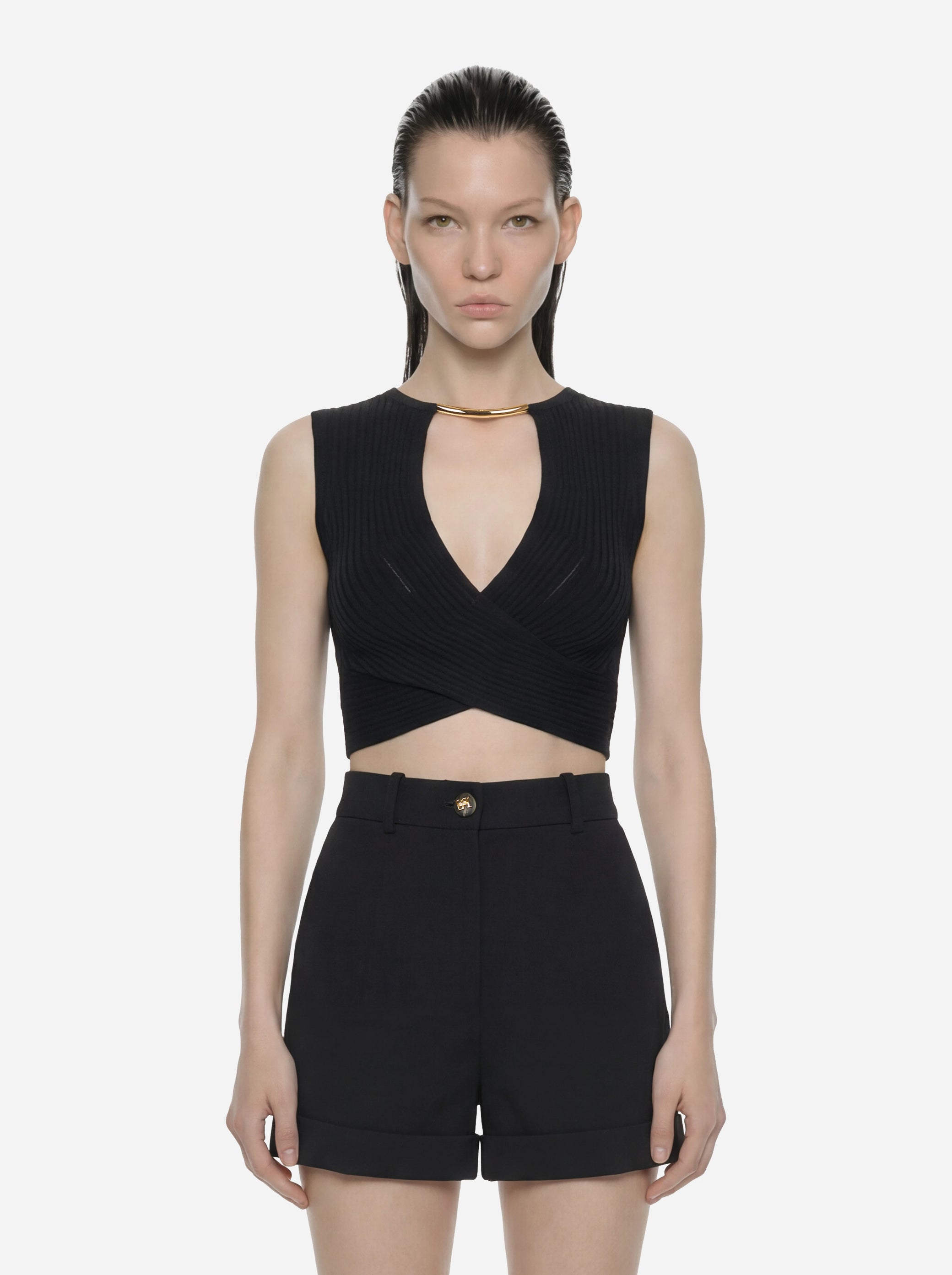 Top in maglia con dettaglio gioiello