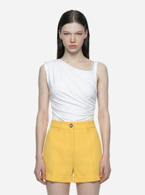Body in jersey bianco con spalla gioiello