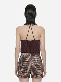 Body in georgette di viscosa marrone