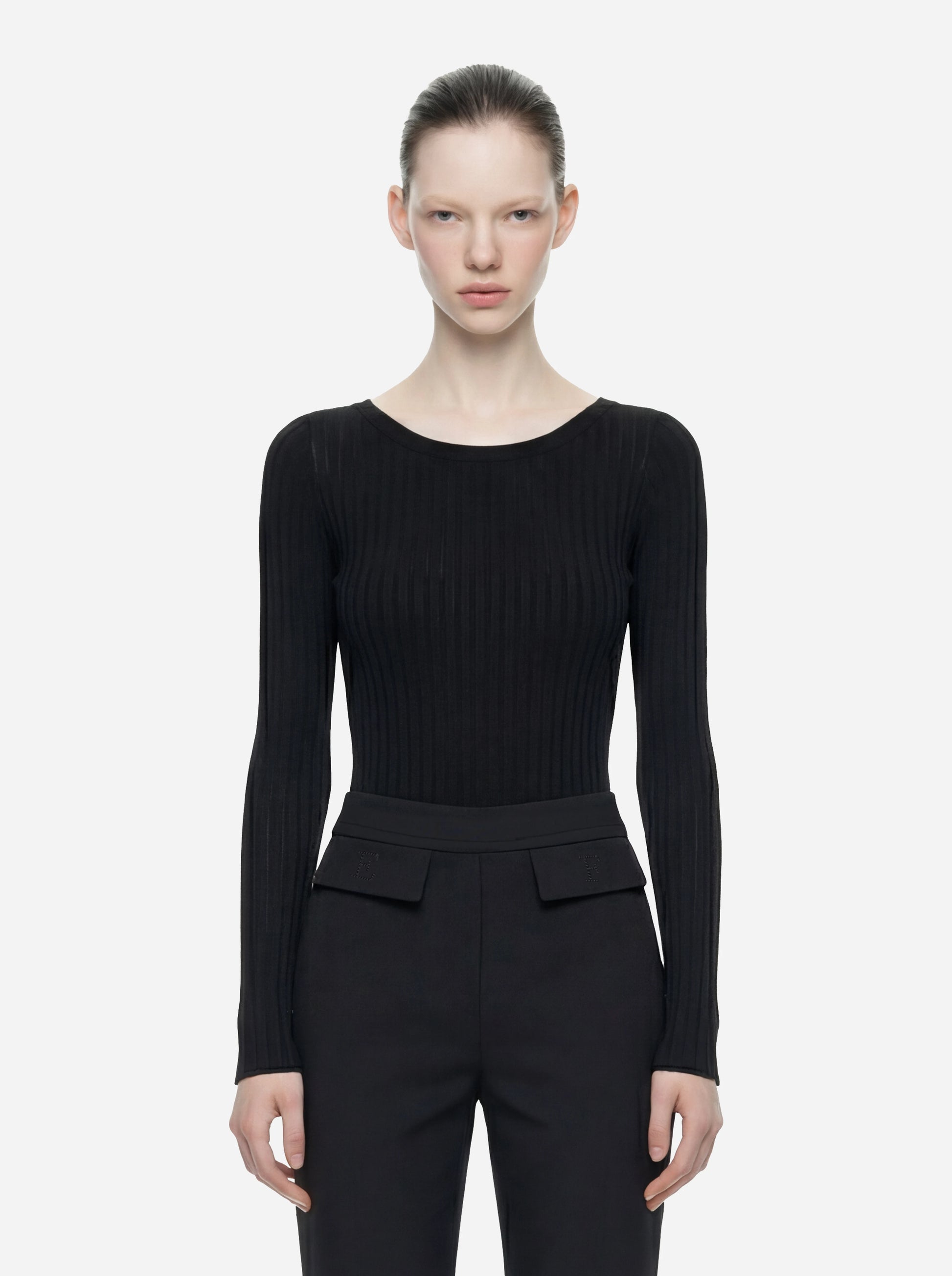 Body in maglia nero con trasparenze