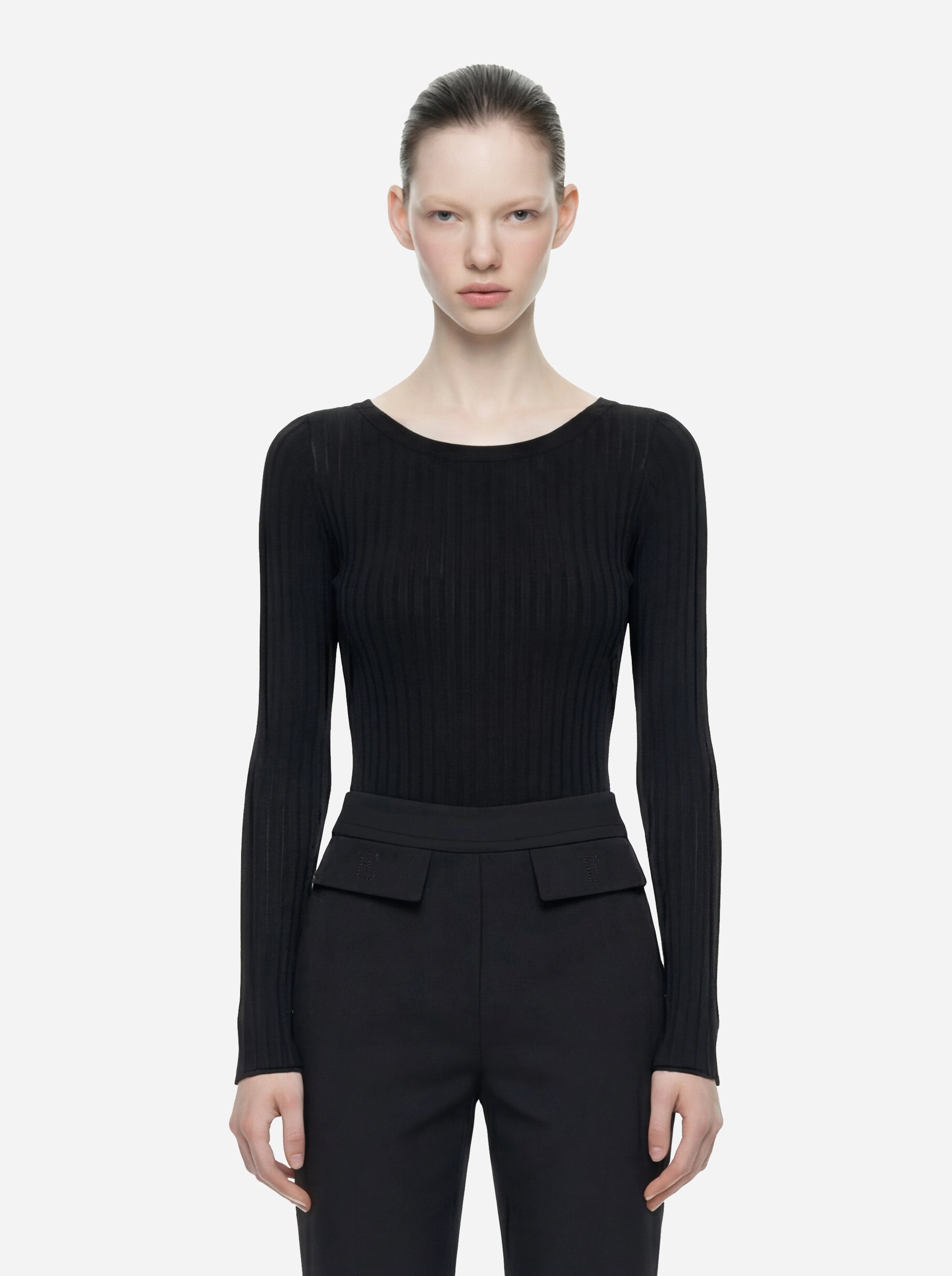 Body in maglia nero con trasparenze