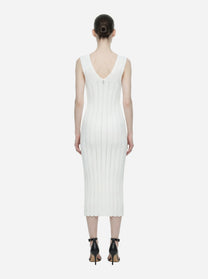 Abito bianco in maglia a jour