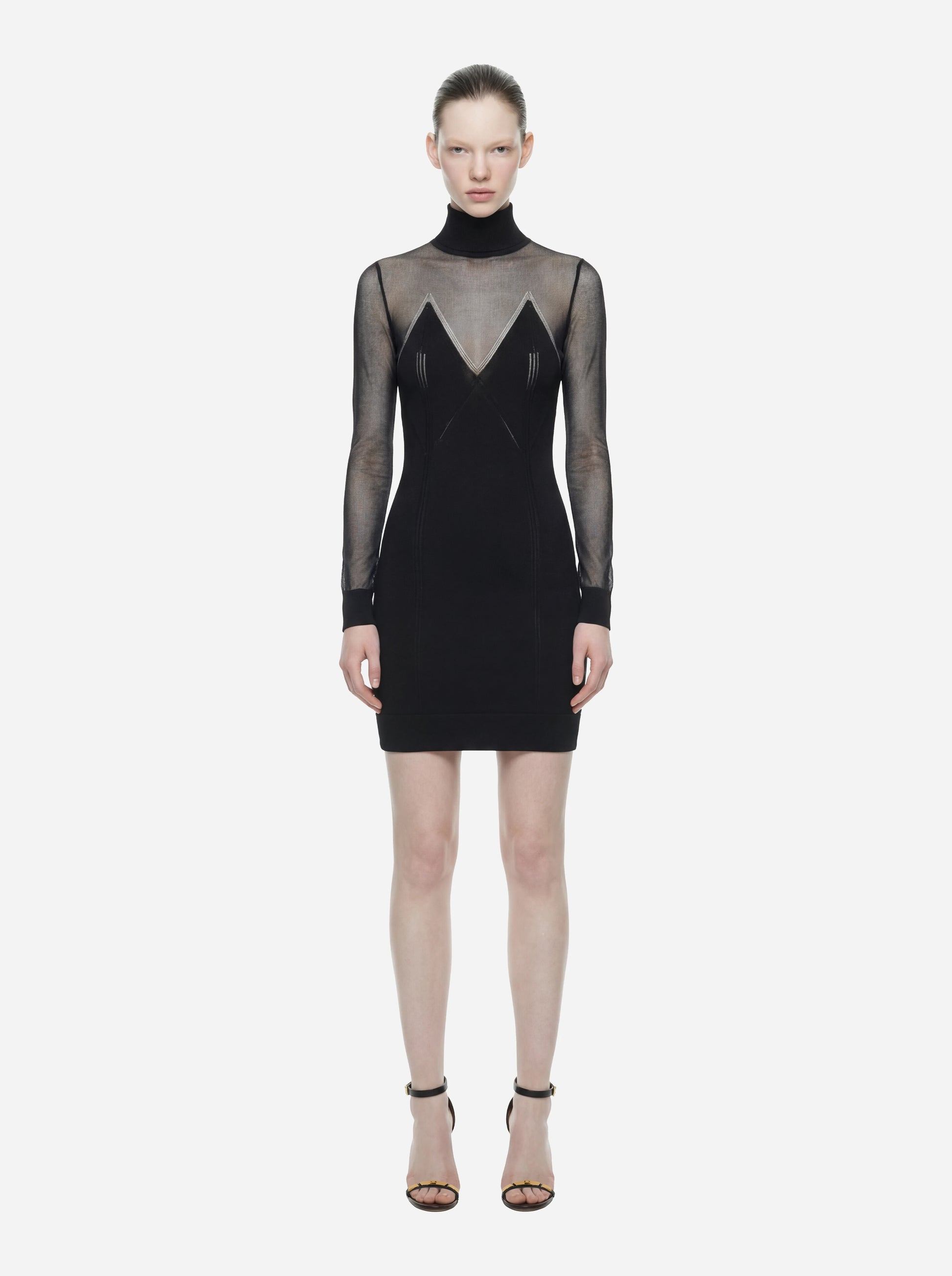 Mini abito in maglia con trasparenze