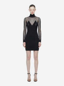 Mini abito in maglia con trasparenze