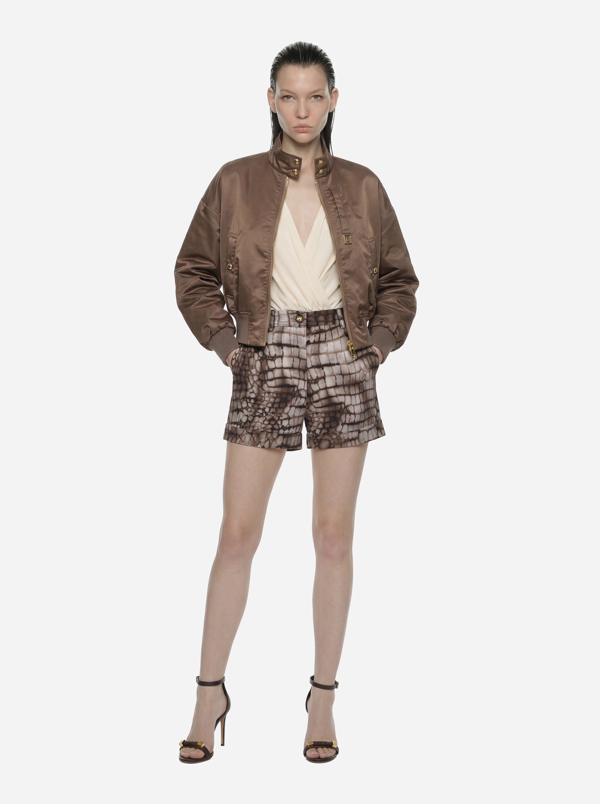 Bomber in nylon beige