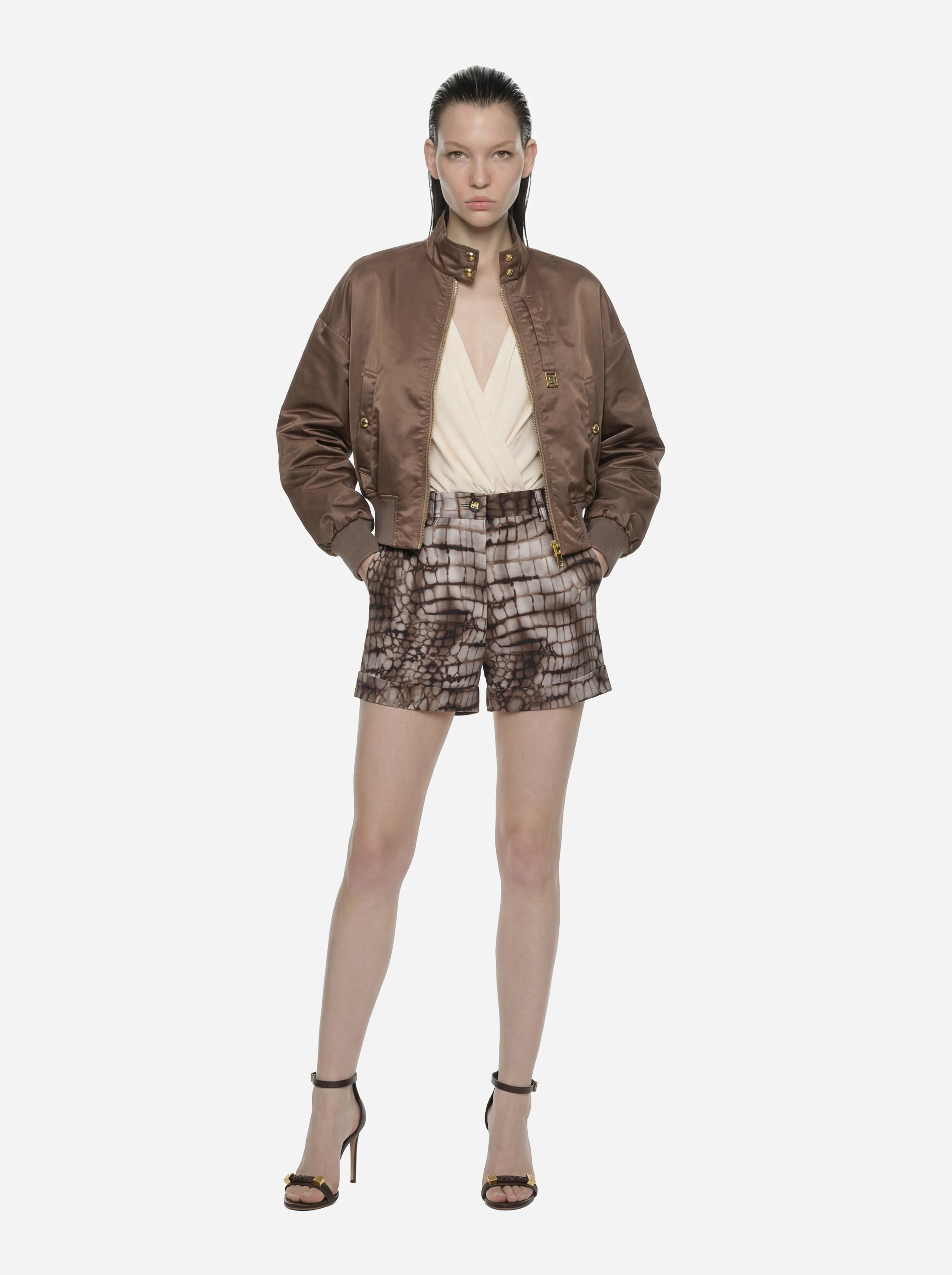 Bomber in nylon beige