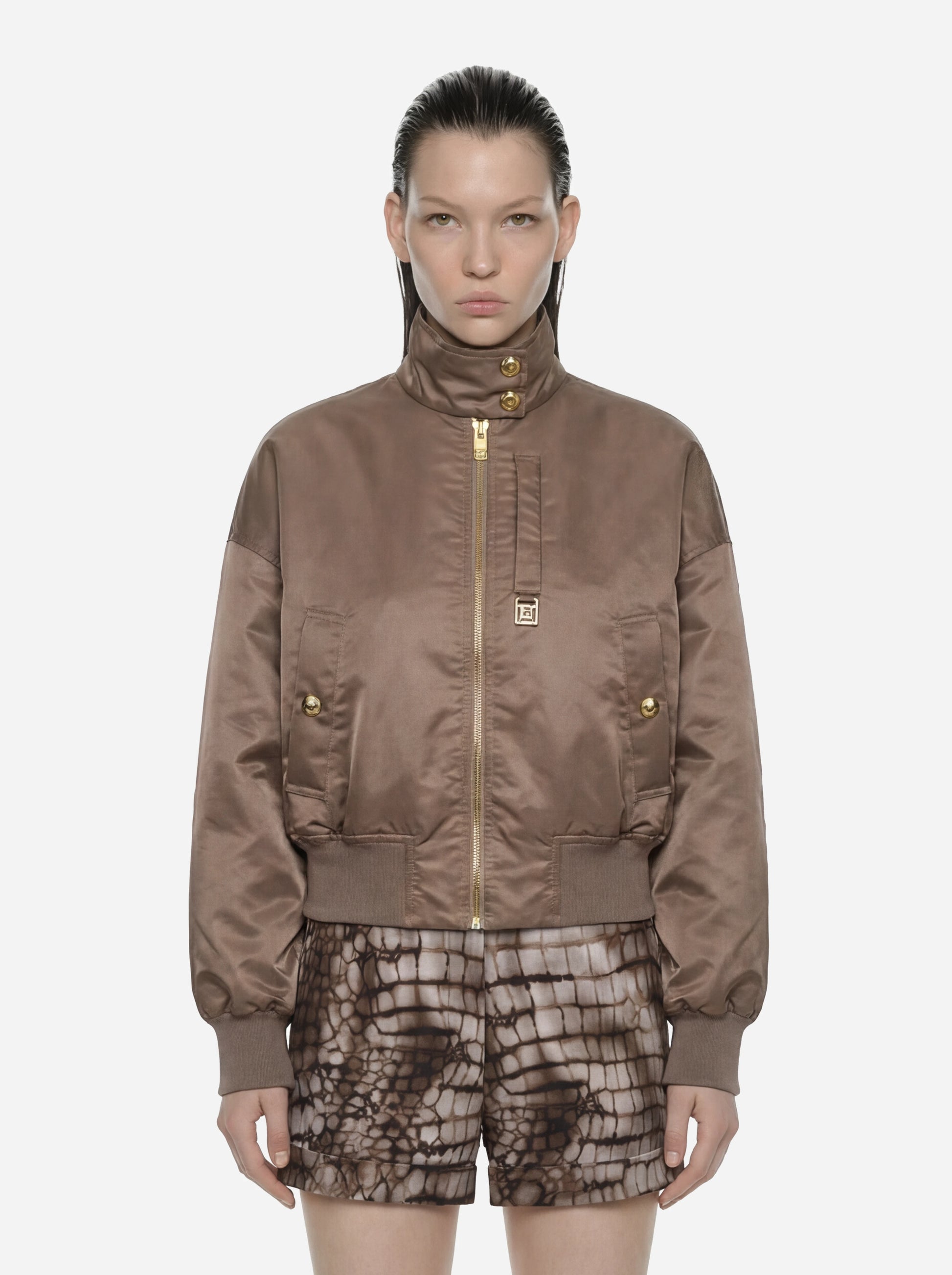 Bomber in nylon beige