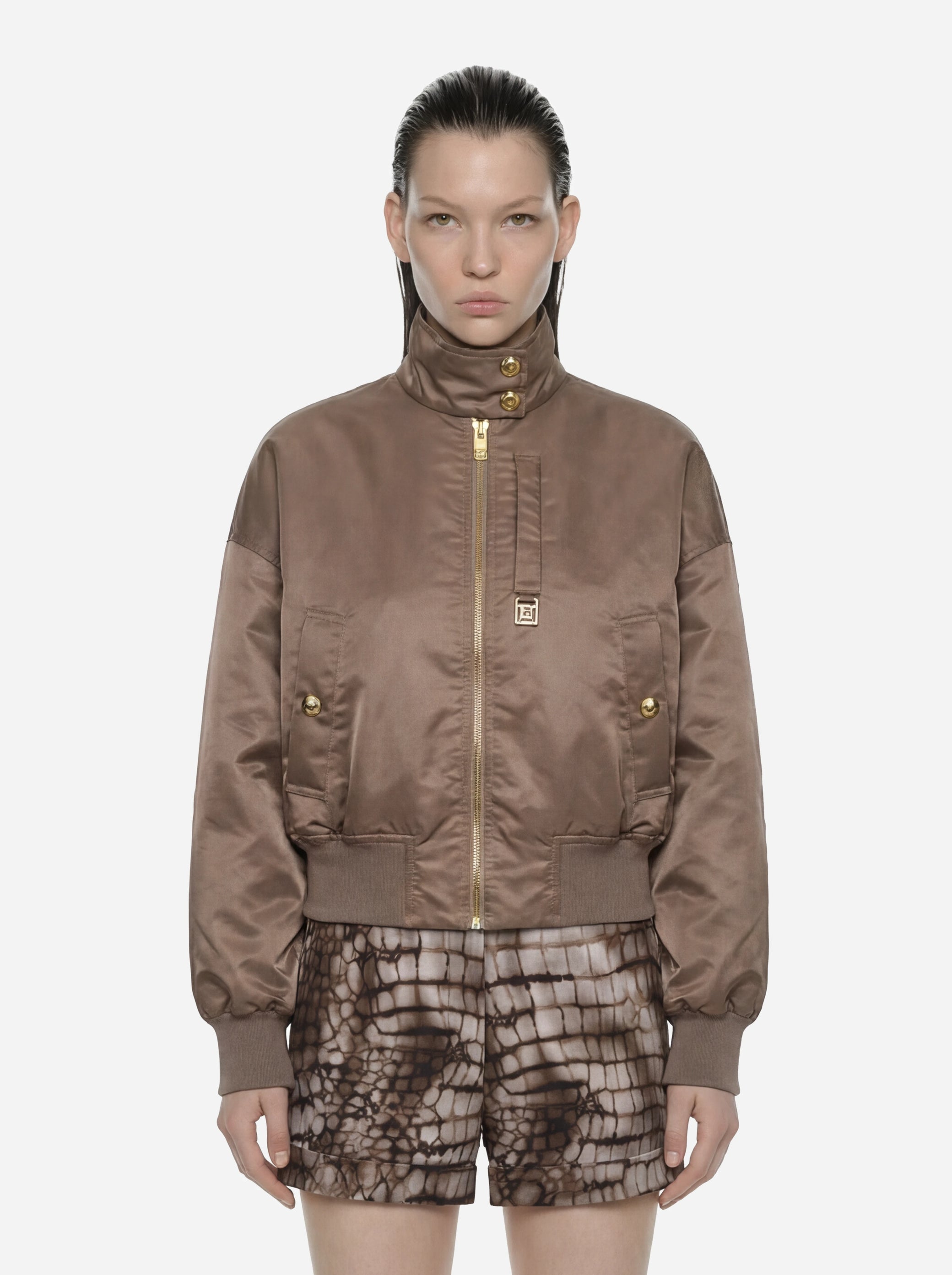 Bomber in nylon beige