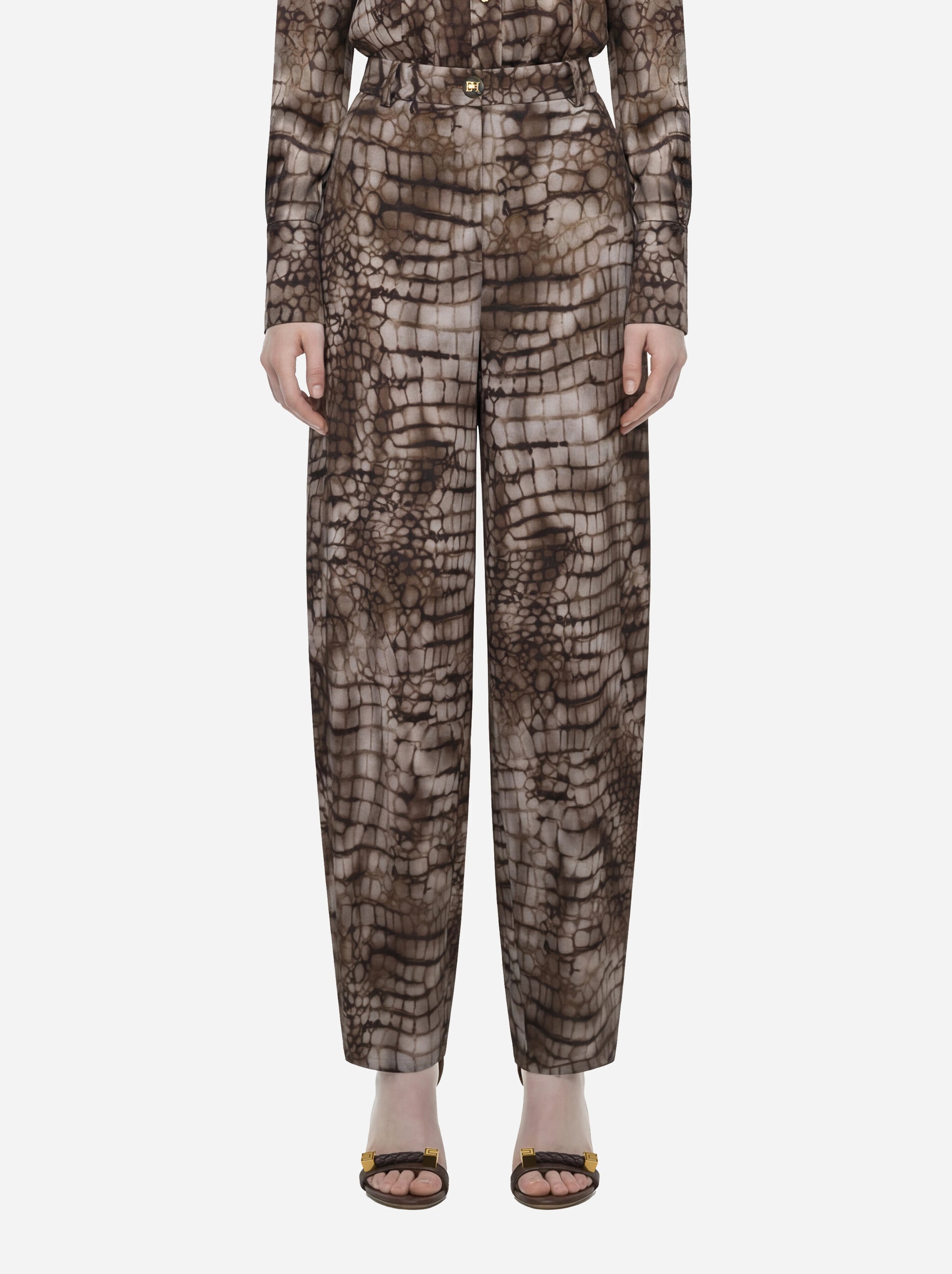 Pantaloni in jersey leggero con stampa alligatore