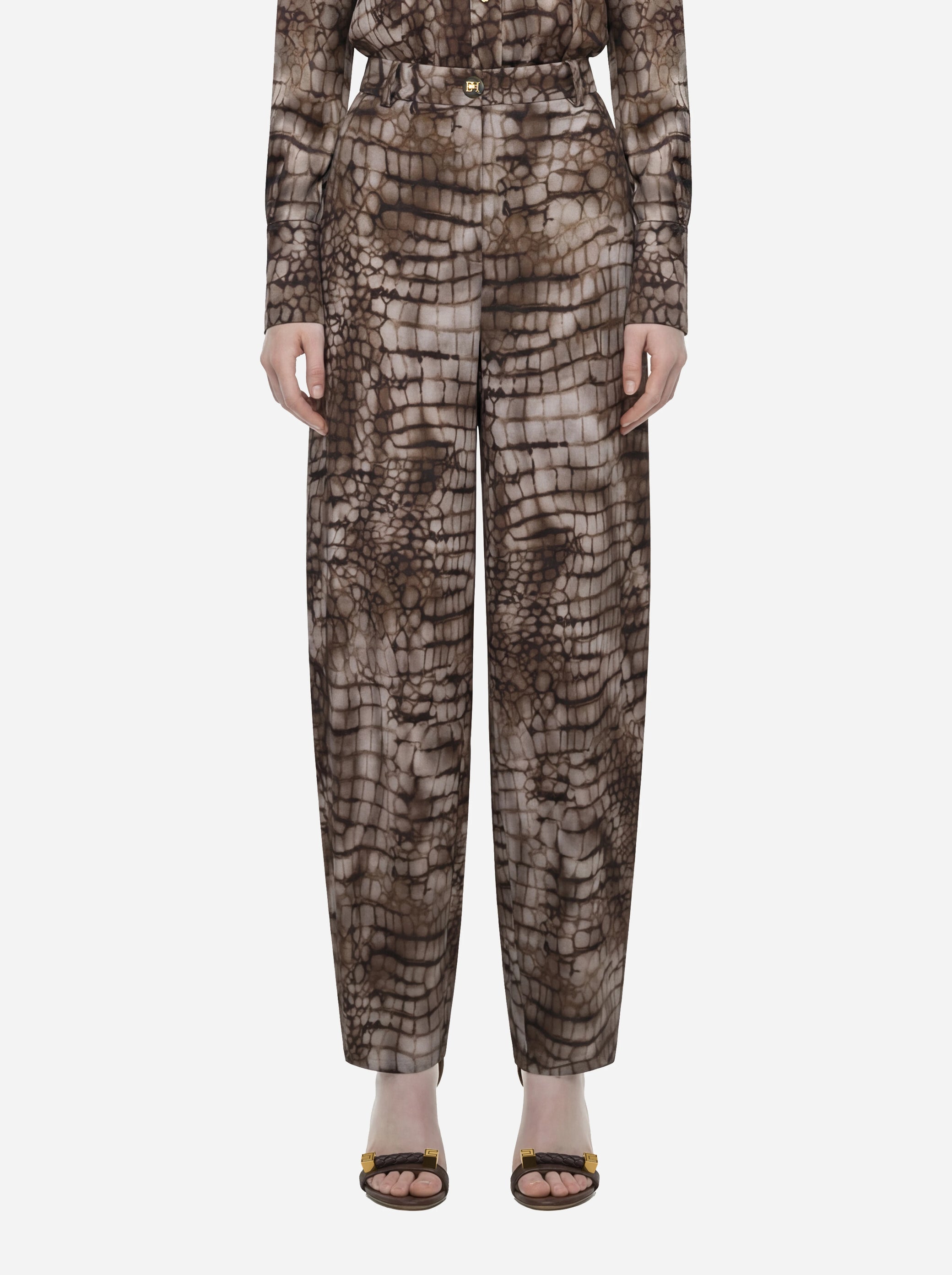 Pantaloni in jersey leggero con stampa alligatore