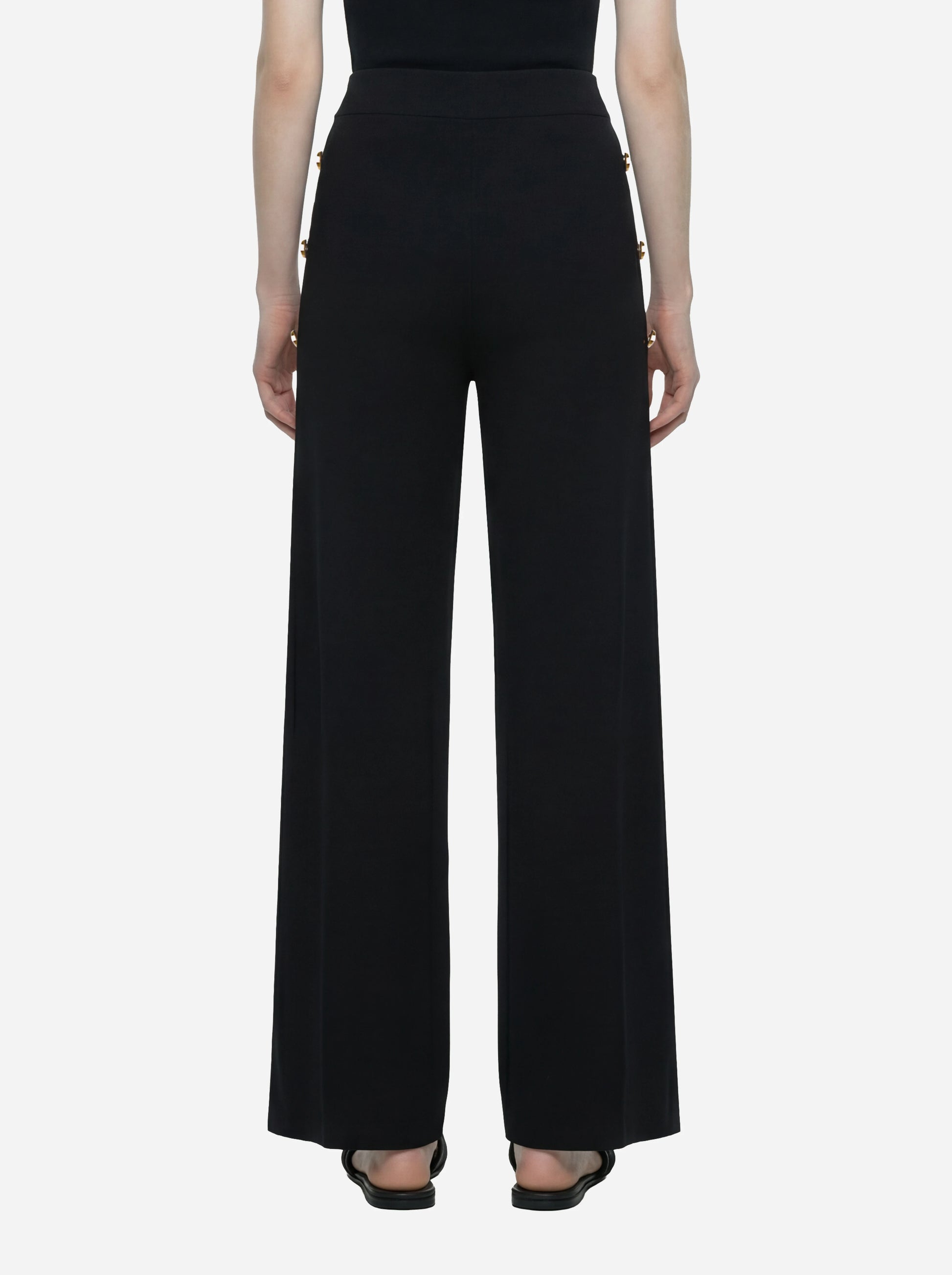 Pantalone in maglia nero con bande in viscosa lucida