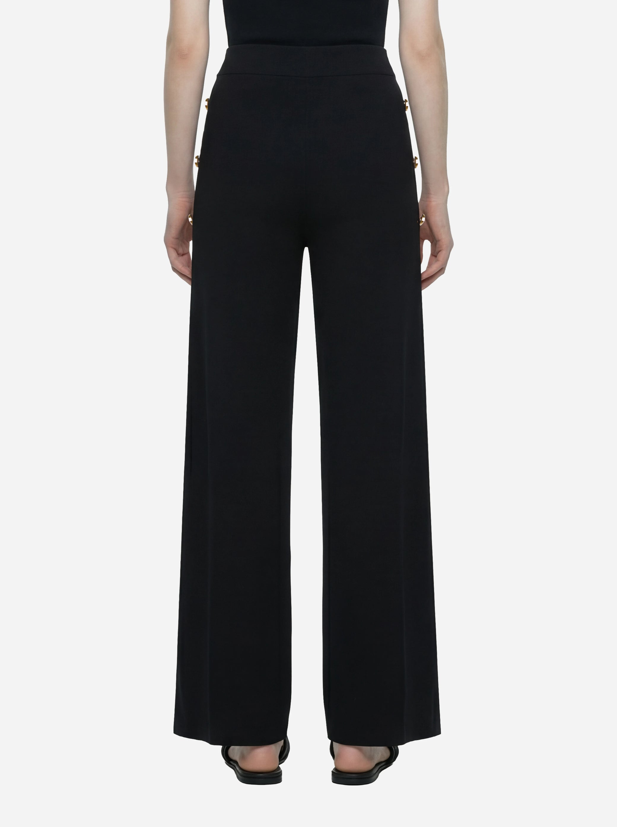 Pantalone in maglia nero con bande in viscosa lucida