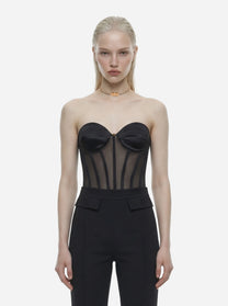 Top bustier in tulle e satin