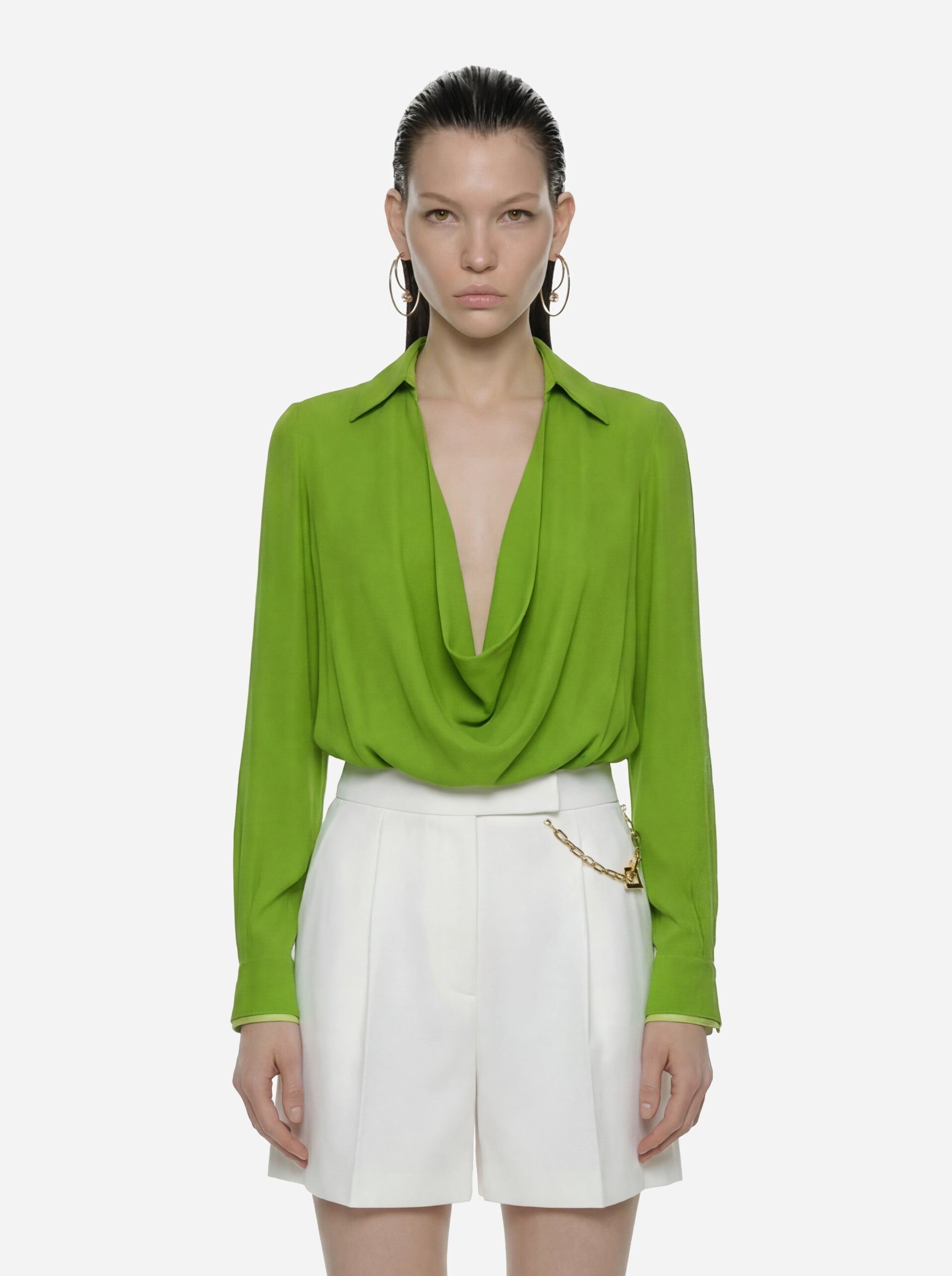 Body in georgette di viscosa verde