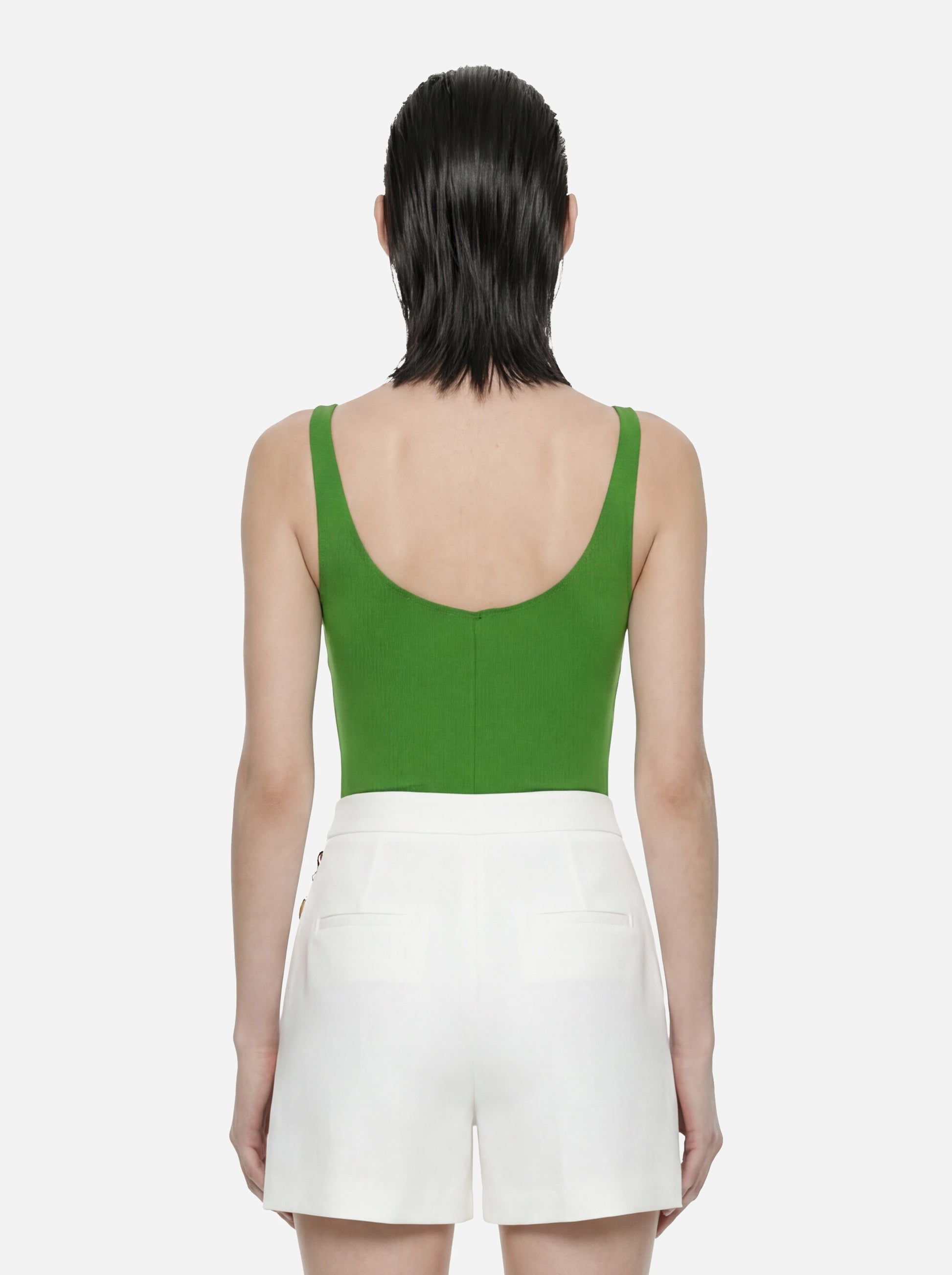 Body in jersey crepe con dettagli logo verde