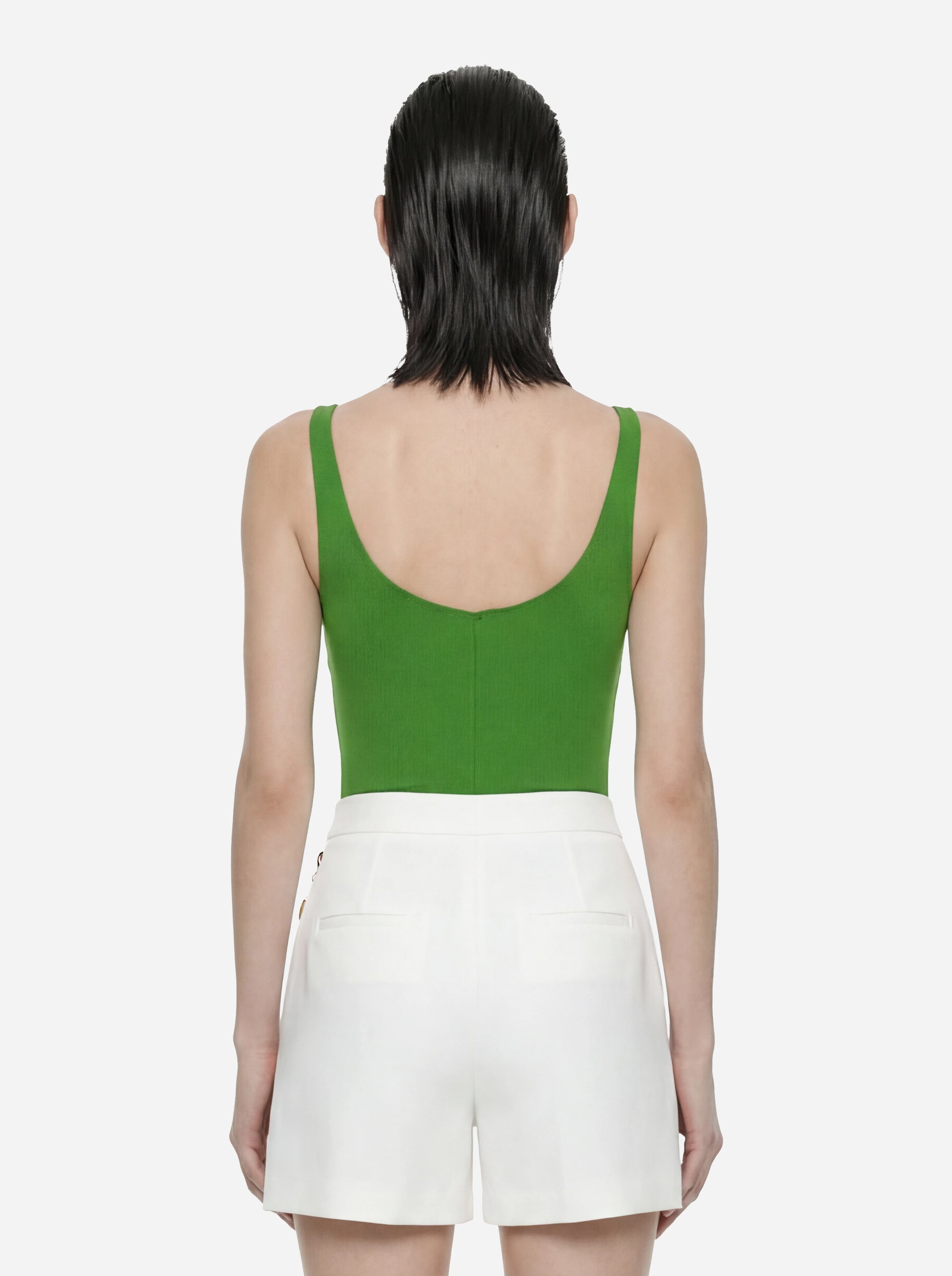 Body in jersey crepe con dettagli logo verde