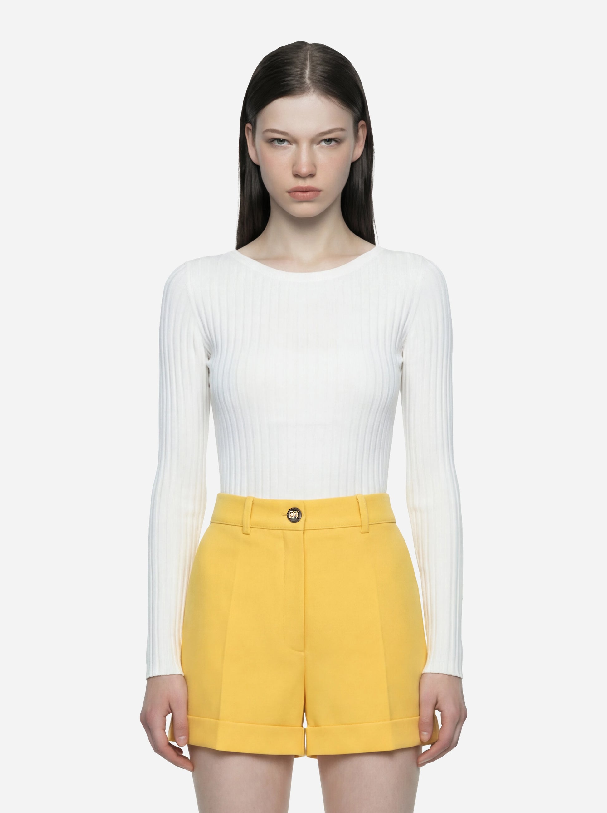 Body in maglia bianco con trasparenze