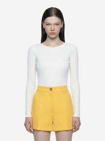 Body in maglia bianco con trasparenze