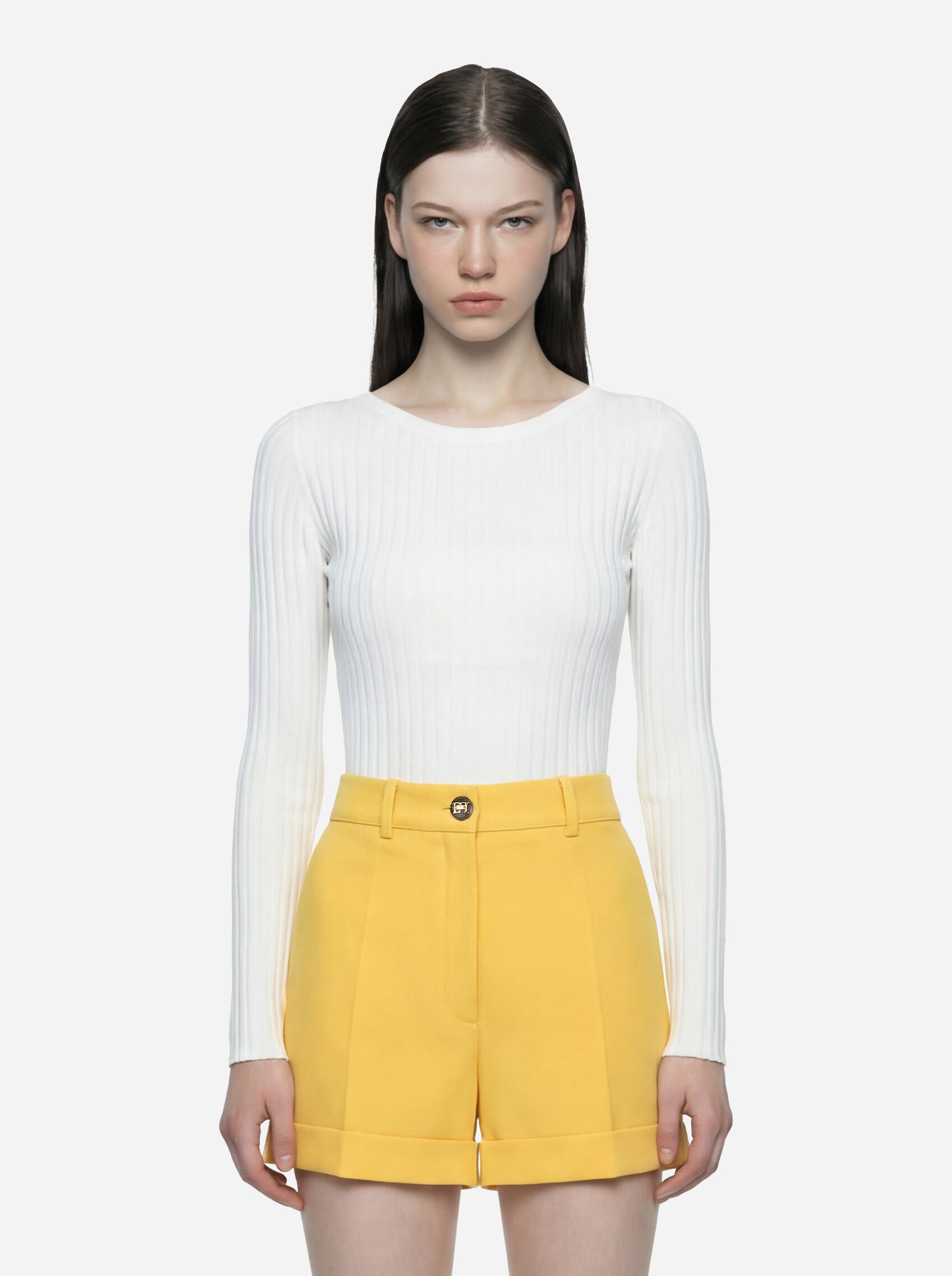 Body in maglia bianco con trasparenze