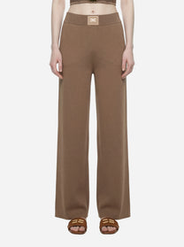 Pantalone in maglia con bande in viscosa lucida