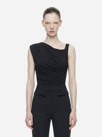 Body in jersey nero con spalla gioiello