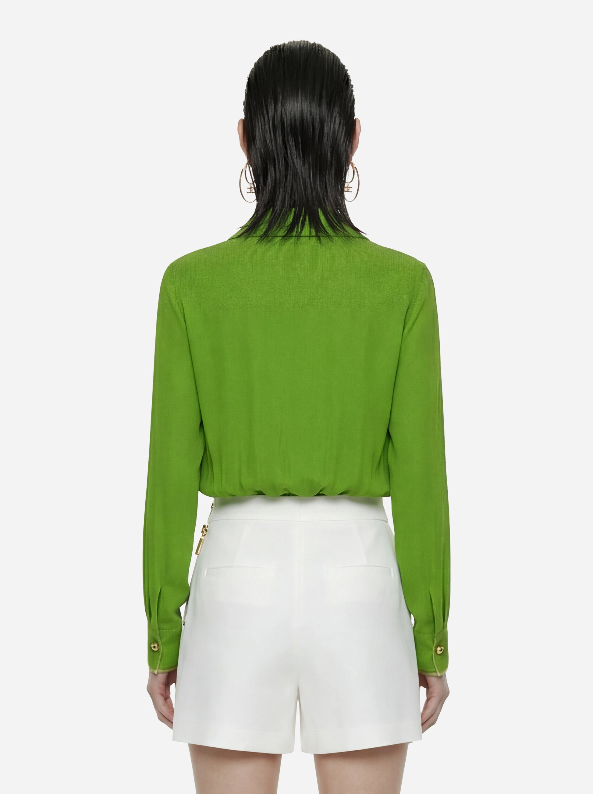 Body in georgette di viscosa verde