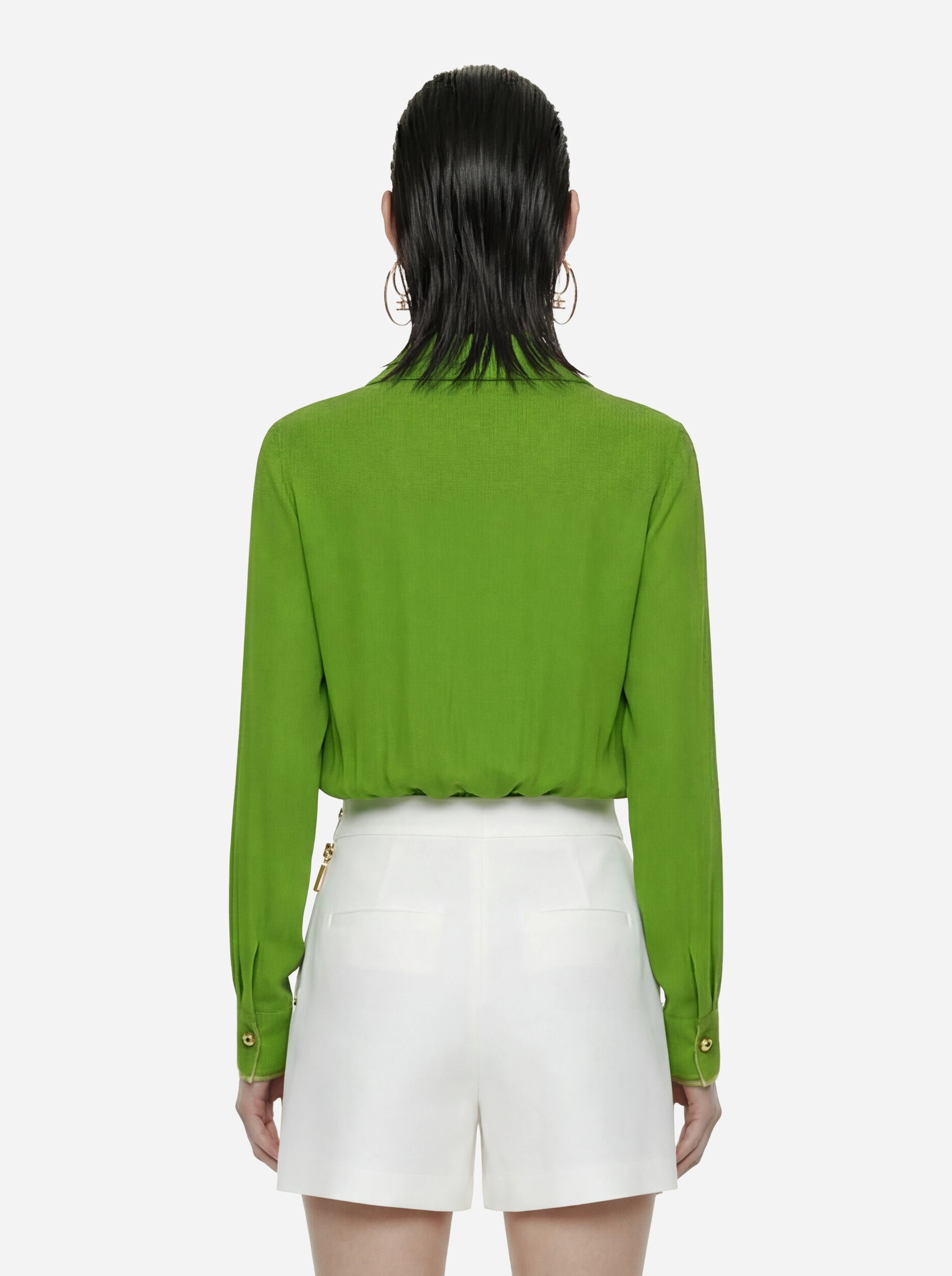 Body in georgette di viscosa verde