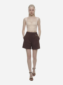 Top in doppio crepe stretch bianco