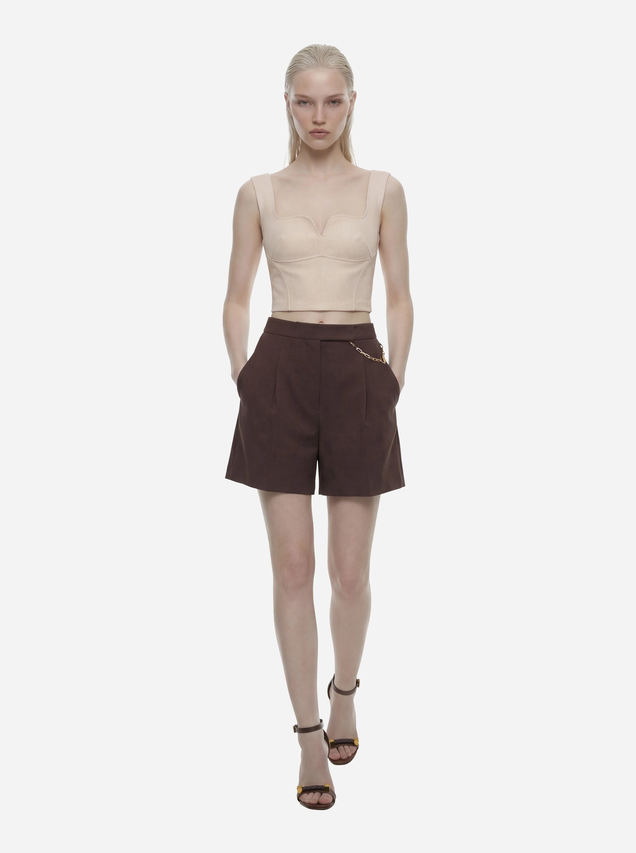 Top in doppio crepe stretch bianco