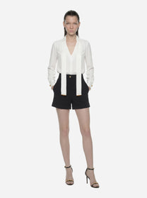 Camicia bianca in georgette di viscosa con fusciacca