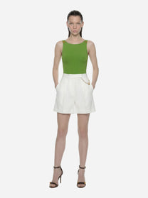 Body in jersey crepe con dettagli logo verde
