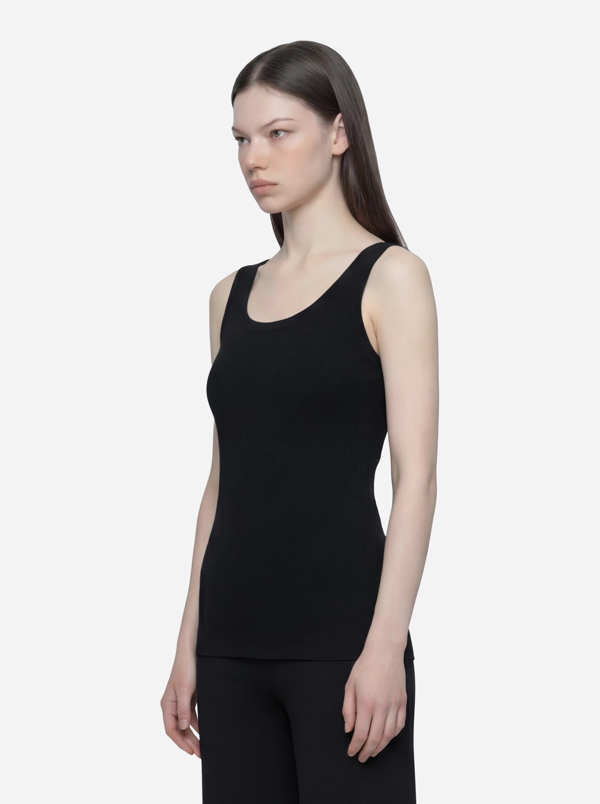 Top in maglia nero con bande in viscosa lucida