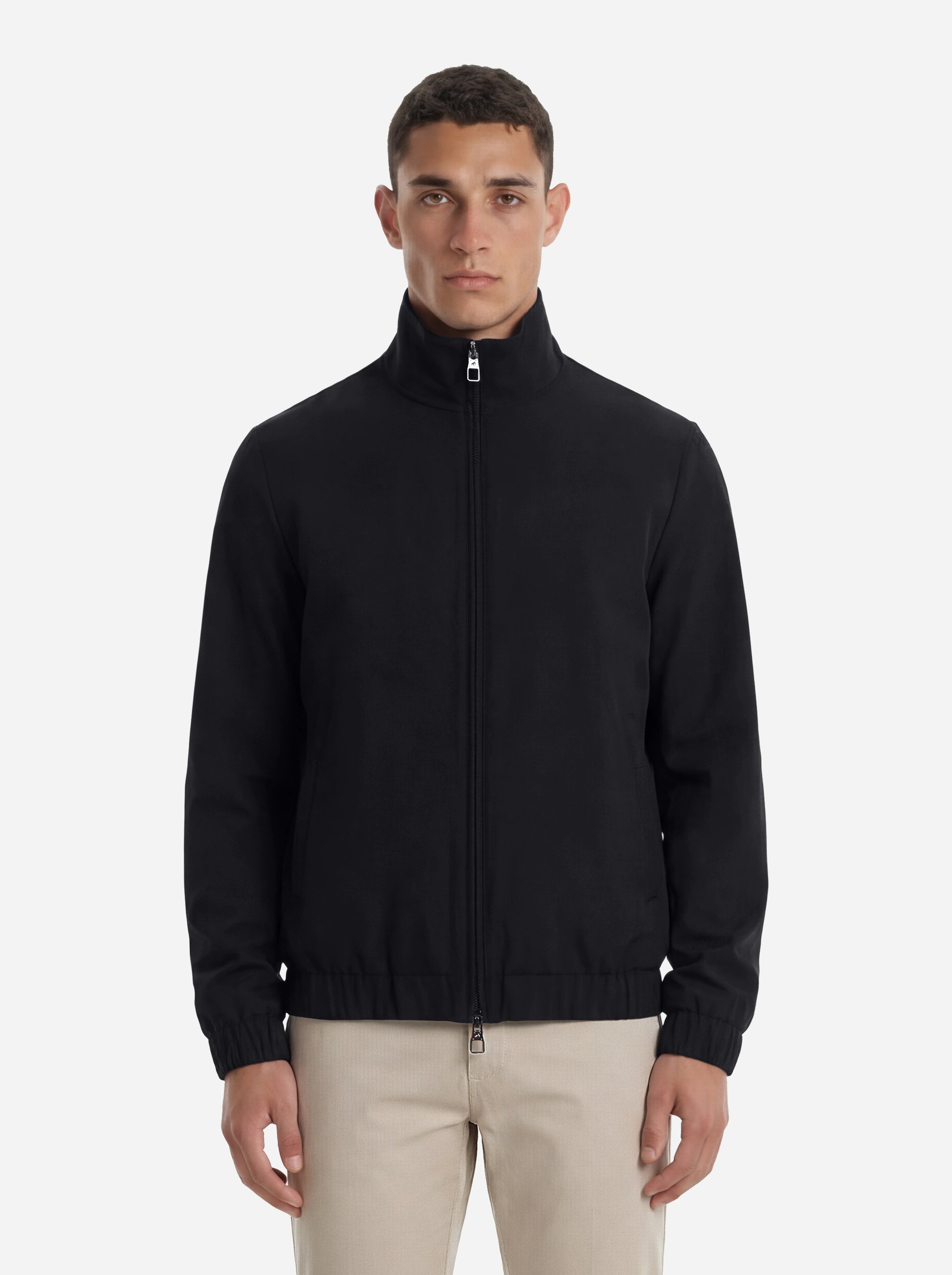 Bomber in nylon stretch nero