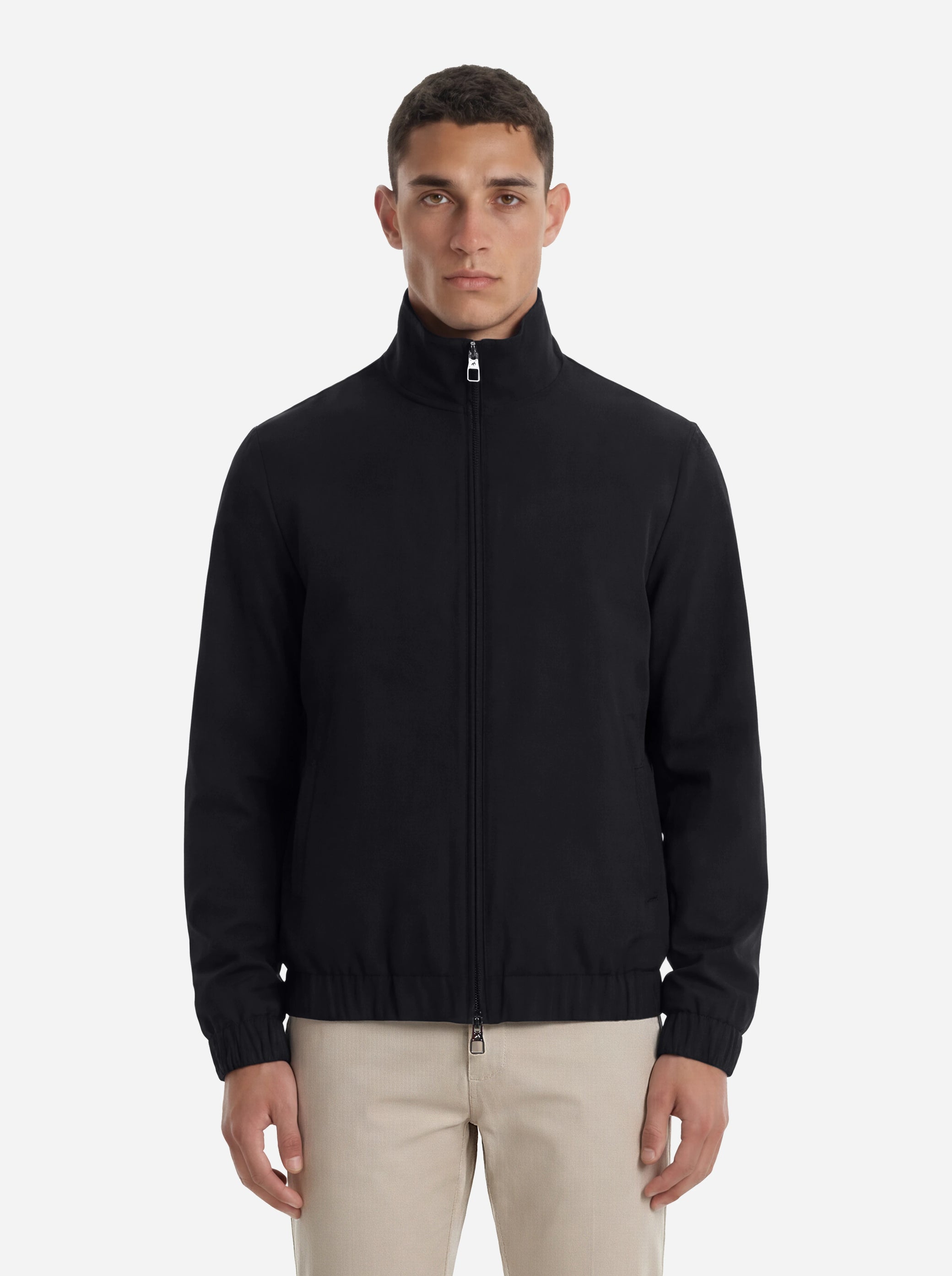 Bomber in nylon stretch nero