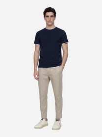Pantalone carrot fit Ben in popeline di cotone beige