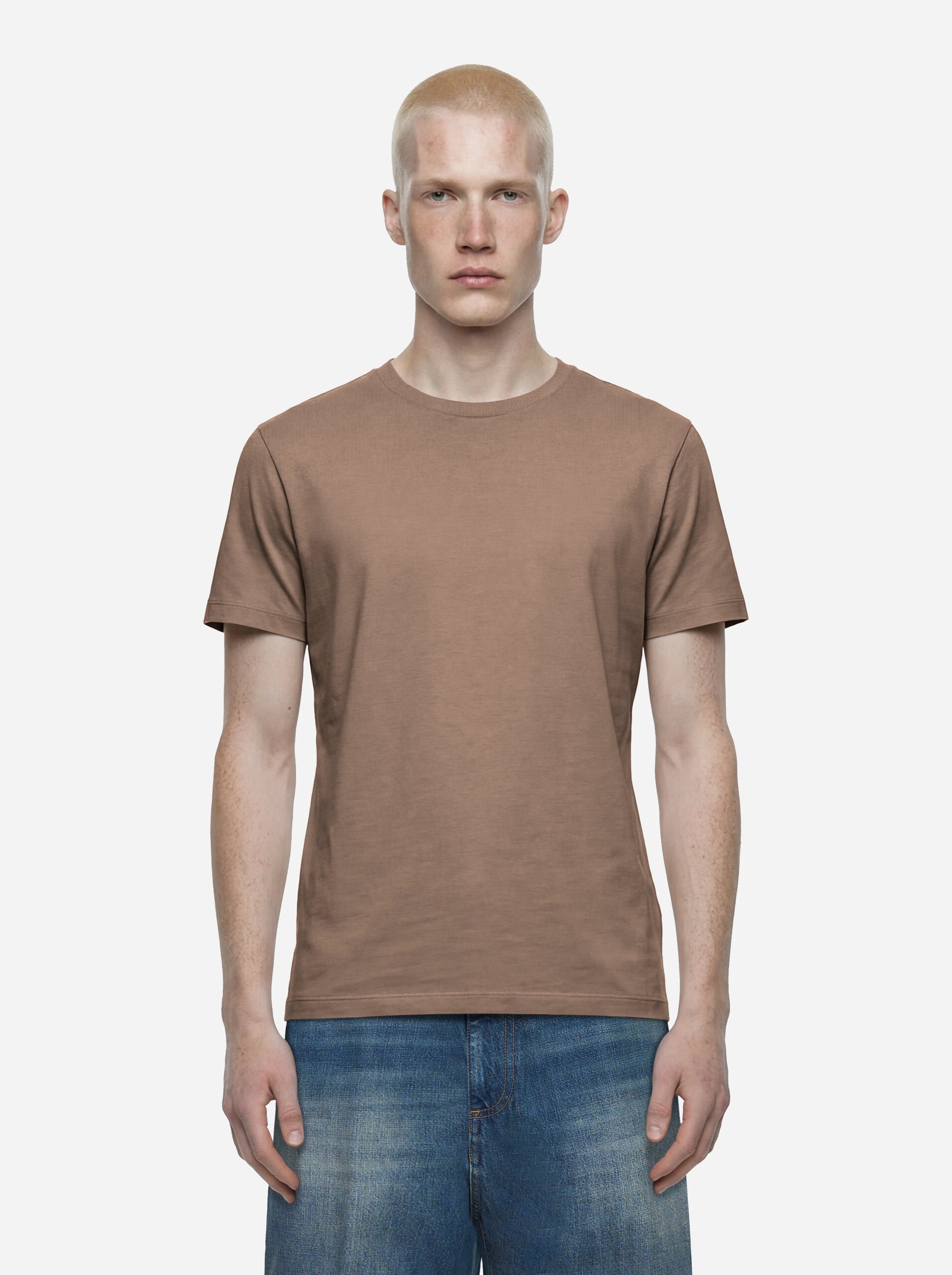 T-shirt slim in cotone beige