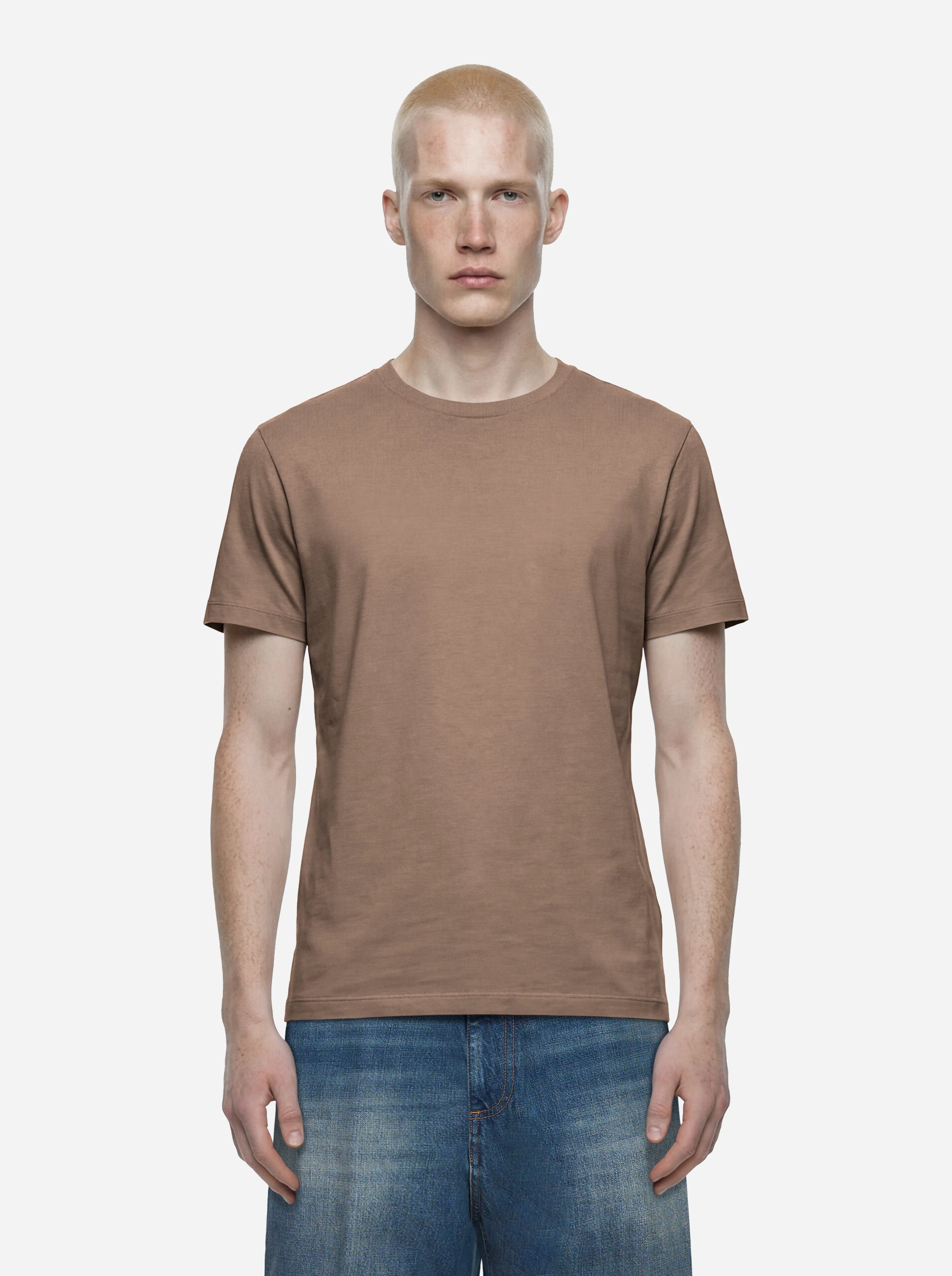 T-shirt slim in cotone beige