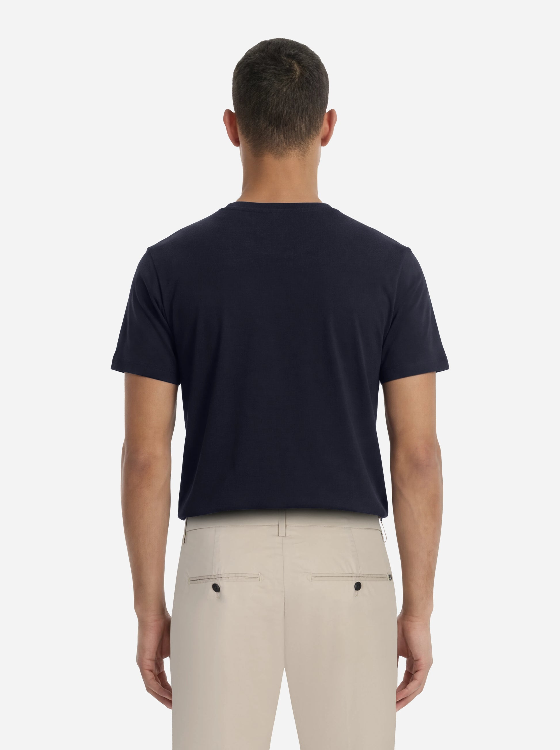 T-shirt girocollo blu con logo ricamato