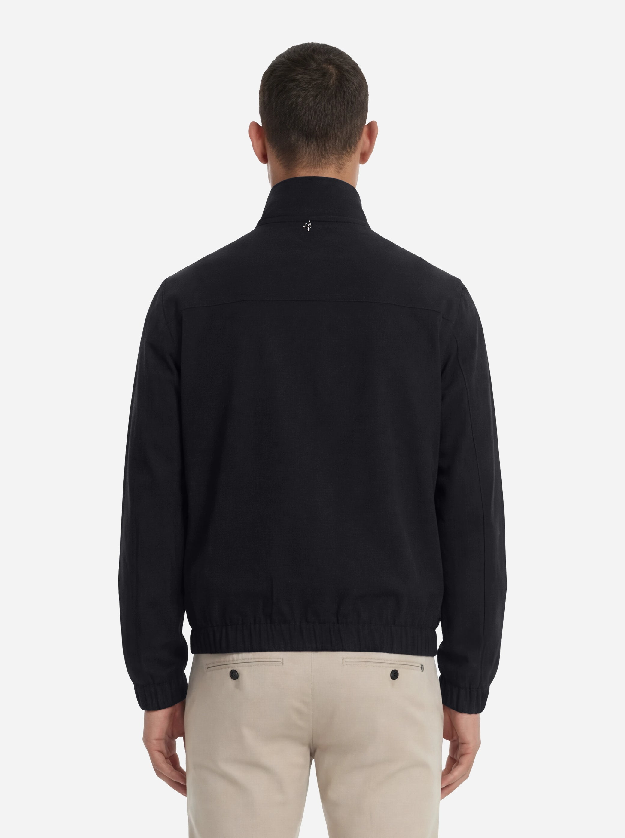 Bomber in nylon stretch nero